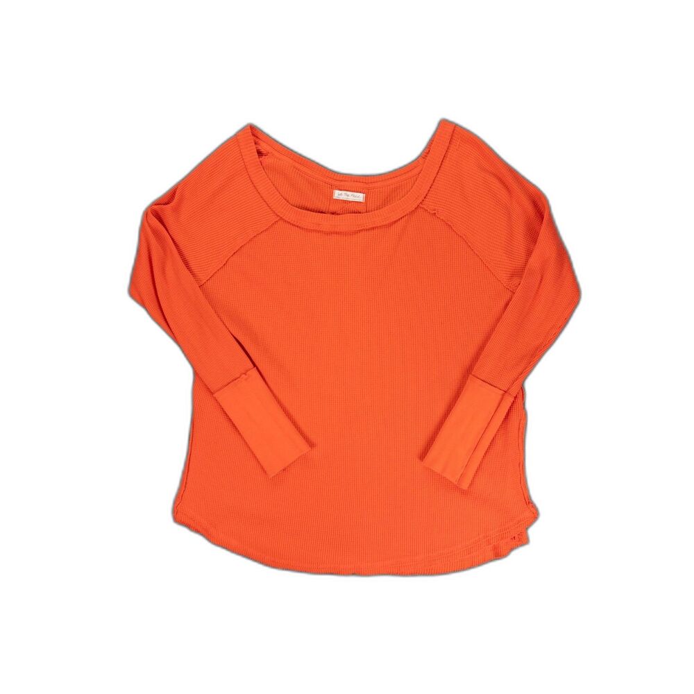 Free People We The Free Snowy Thermal Top Orange Medium Waffle Knit